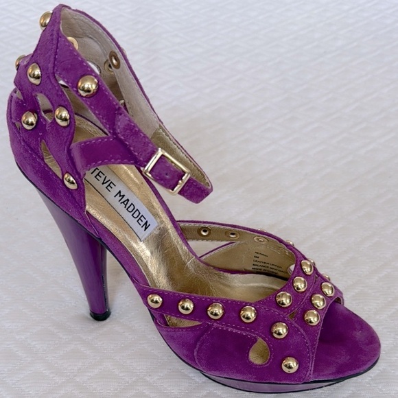 Steve Madden Purple and Gold Studded Heels - Picture 1 of 9